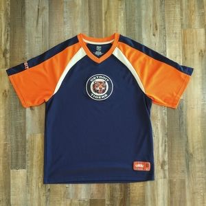 Detroit Tigers MLB Navy Blue Orange Majestic Cooperstown Jersey Shirt Mens Large